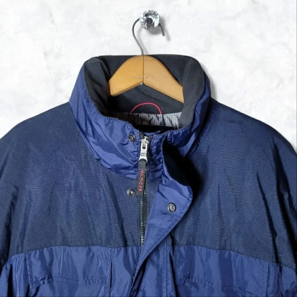 Tommy Hilfiger Performance Blue Hooded Windbreaker Winter Coat